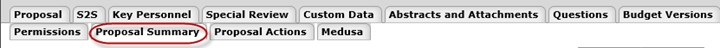 Proposal Summary tab