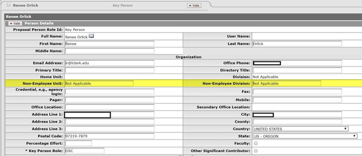 New Non-Employee fields highlighted on Person Details form