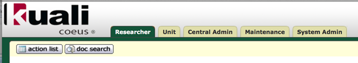 The Researcher Tab is the first tab at the top of the KC Main Menu