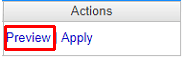 Preview link highlighted in the Actions column